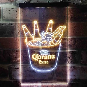 Corona Extra Ice Bucket Beer Neon Light LED Sign, Bar Man Cave decor, Home Bar Light, Custom Beer Sign