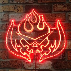 Gurren Lagann Flaming Skull Neon Light LED Sign, Man Cave decor, Custom Video Game Room Sign