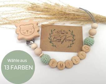 Schnullerkette mit Namen Jungen Mädchen personalisiert in mintgrün | Babygeschenk zur Geburt