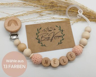 Schnullerkette mit Namen Jungen Mädchen personalisiert | Babygeschenk zur Geburt