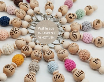Schlüsselanhänger personalisiert mit Namen und Motiv | Rucksackanhänger Kindergartenkind Schulkind Mädchen Junge
