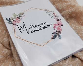 Mutterpasshülle personalisiert mit Namen und Geburtsdatum  | personalisierte Mutterpass-Hülle | Geschenk für Schwangere | Blumen Eukalyptus