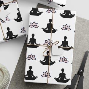 Yoga Gift Wrap – Luxury Eco Lotus Wrapping Paper Roll, Mindful Spiritual Gift Wrap for Yogis, Recyclable Zen Wrapping Paper