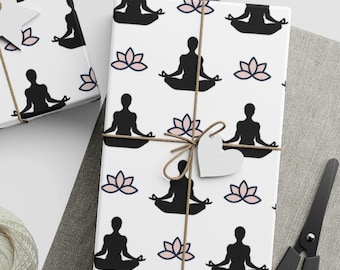 Yoga Gift Wrap – Luxury Eco Lotus Wrapping Paper Roll, Mindful Spiritual Gift Wrap for Yogis, Recyclable Zen Wrapping Paper