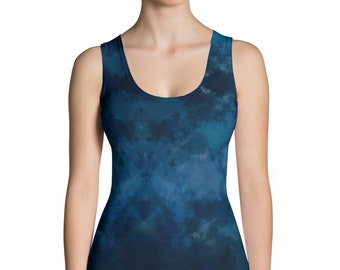 Blue Storm Print Yoga Tank Top | Pink and Black | Yogawear |   Tank top | Yoga wear | Co-ord set | Matching items available | LUNA