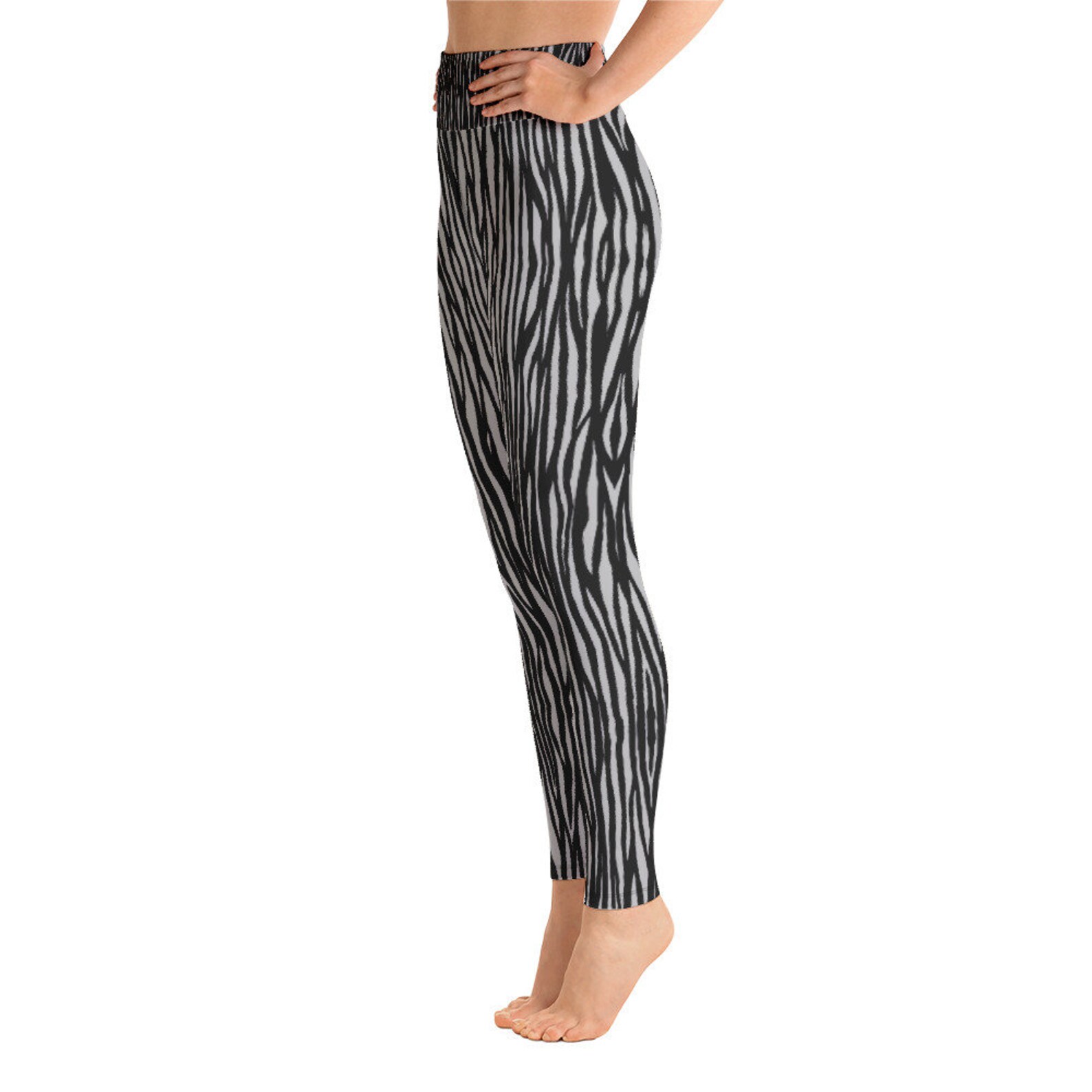 Zebra Print Yoga Pants Leggings Black and Grey Yoga leggings | Etsy