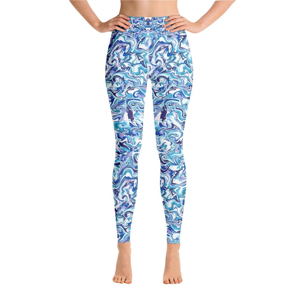 Tie Dye Yoga Pants Legging Blue Marble 