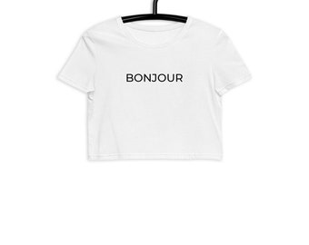 Bonjour Organic Cotton Crop T-shirt | Crop T-shirt | Organic Cotton Crop Tee | LUNA