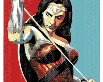 Mulher-Maravilha. JLA. Pôster A3, retrato JPEG de alta resolução.