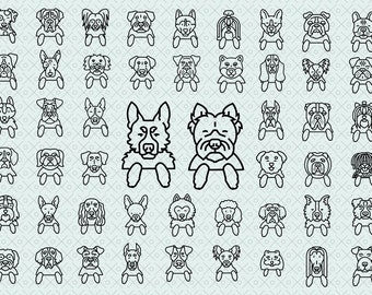 Cachorros espiando. Arte vetorial de linha. Arquivos SVG, EPS, PNG