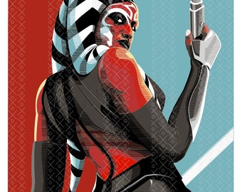 Ashoka, Jedi. Pôster A3, Guerra nas Estrelas. Retrato JPEG de alta resolução.