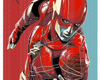 O Flash. JLA. Pôster A3, retrato JPEG de alta resolução.