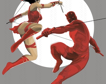 Pôster Demolidor e Electra, Marvel, A3 jpeg