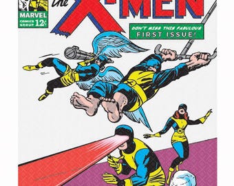 Capa da primeira edição de X-MEN, arte vetorial redesenhada e simplificada em arquivos PNG.