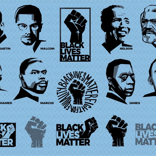 Black Lives Matter, BLM, Black Civil Rights, Black Leaders. Svg, Png, Eps.