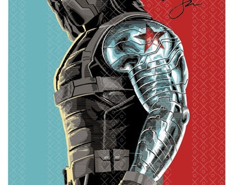 Bucky. Poster A3 Marvel, super-herói, retrato JPEG de alta resolução.
