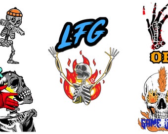 Skeleton 5 pack twitch emotes (pre-sized for auto-sizing upload)