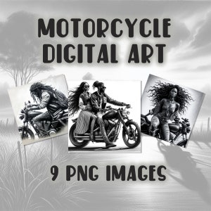 African American Woman Motorcycle, African American Man Motorcycle, Couple Motorcycle, Biker,  Black Woman Clipart, Black Man Clipart, 9 PNG
