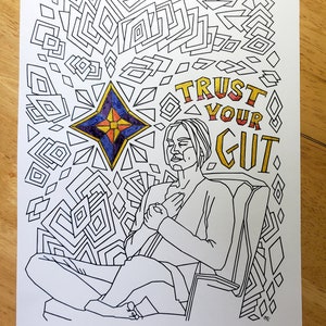 Trust Your Gut Coloring Page downloadable wall art for stress relief and motivation image 5