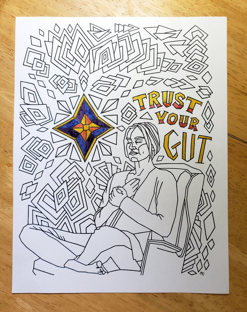 Trust Your Gut Coloring Page downloadable wall art for stress relief and motivation image 5