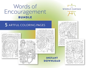 Words of Encouragement Bundle, coloring pages, kids and adults, mindfulness coloring page