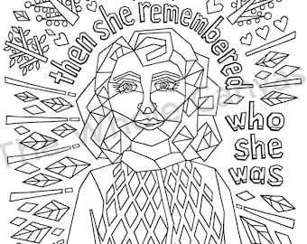Empowerment Coloring Page digital download printable wall decor for stress relief
