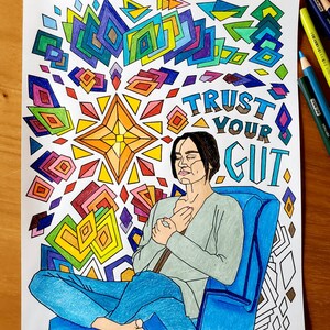 Trust Your Gut Coloring Page downloadable wall art for stress relief and motivation image 4