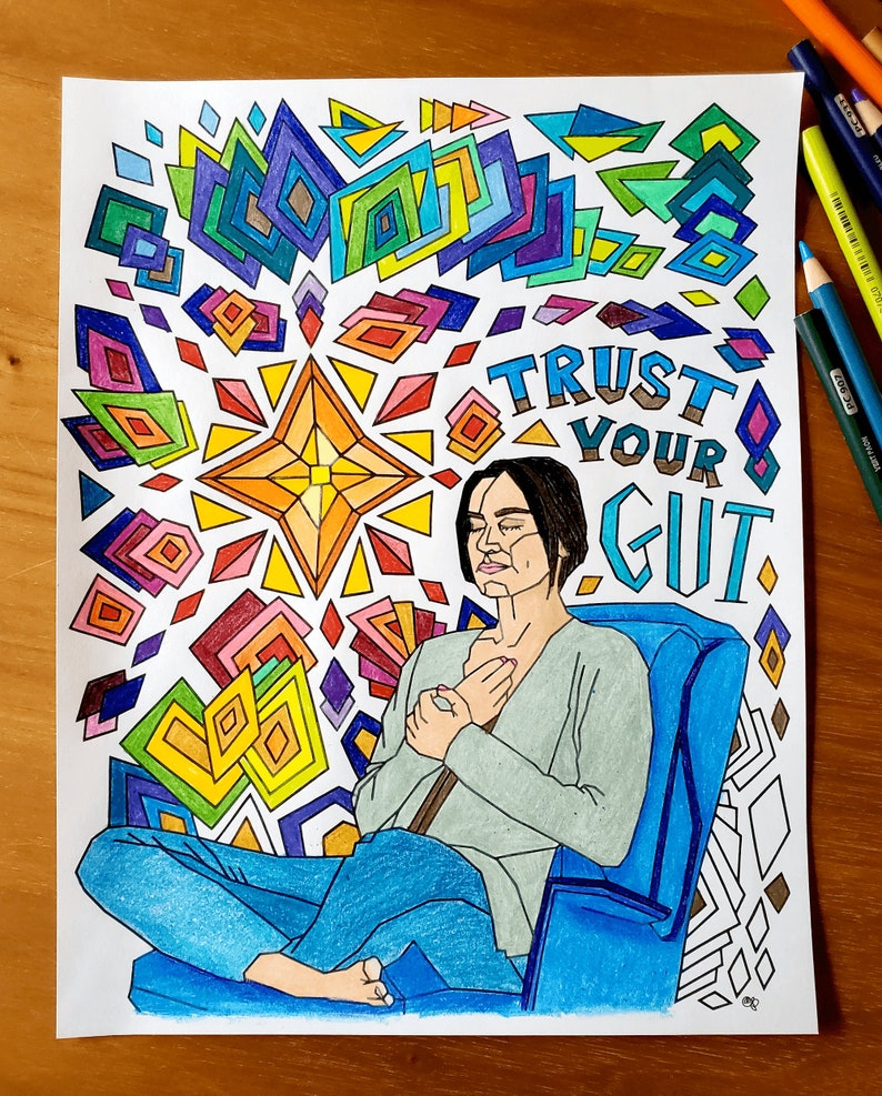 Trust Your Gut Coloring Page downloadable wall art for stress relief and motivation image 4