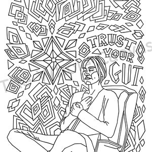 Trust Your Gut Coloring Page downloadable wall art for stress relief and motivation image 1