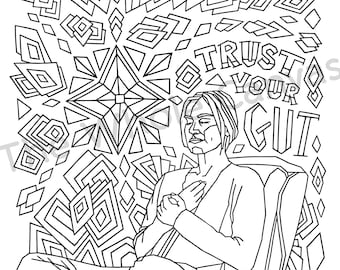 Trust Your Gut Coloring Page downloadable wall art for stress relief and motivation