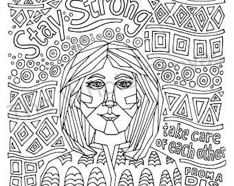 Stay Strong Coloring Page downloadable print for wall decor and stress relief