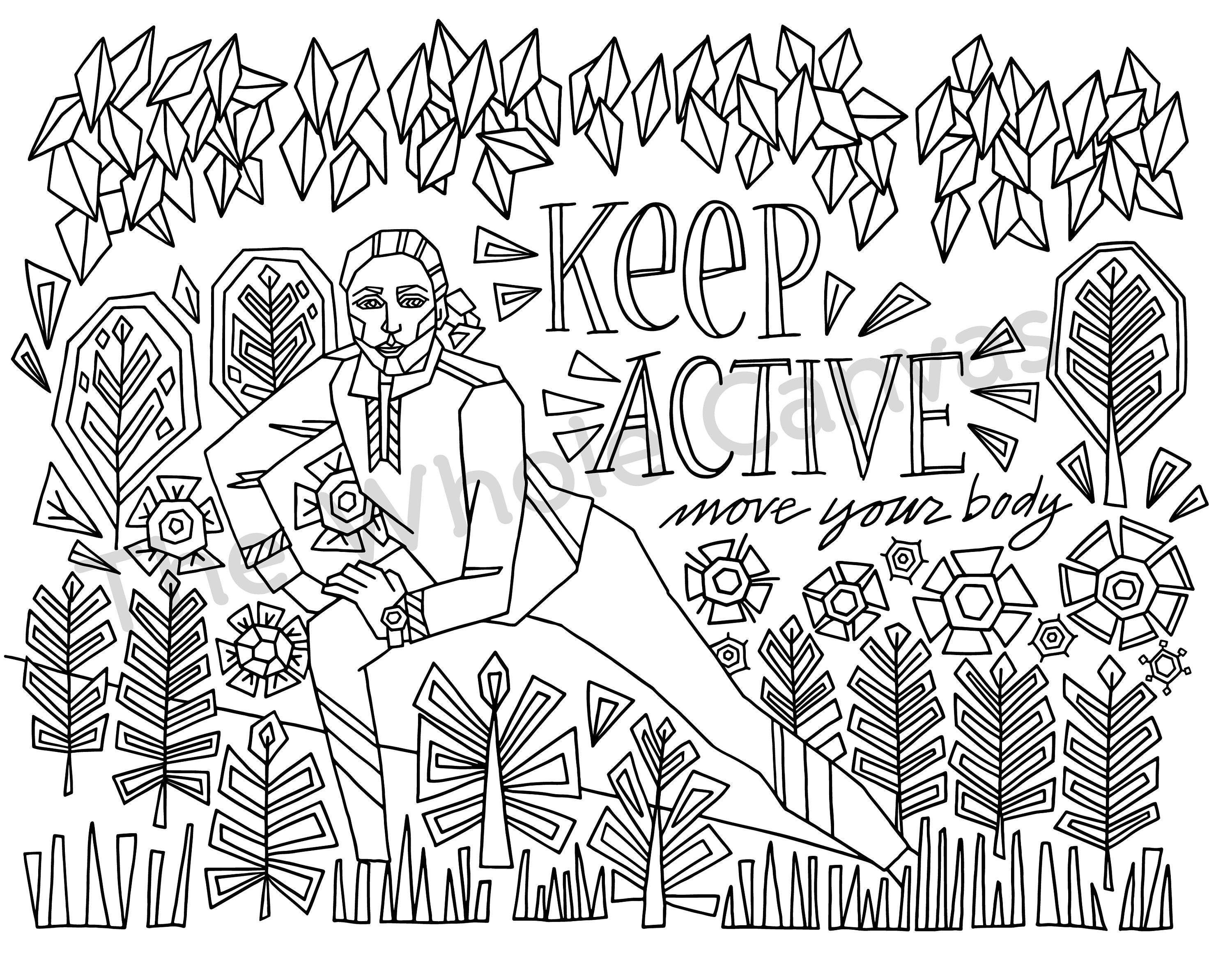 Keep Active Coloring Page Stress Reducing Motivational | Etsy