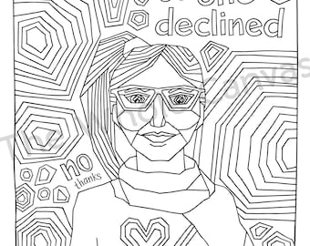 So She Declined Coloring Page downloadable print for motivation and stress relief