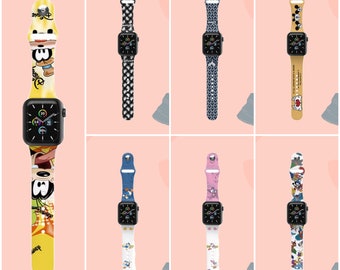 Cartoon Disney Apple Watch Silicone Pattern Straps Series 6 5 4 3 2 1 SE Sizes 38mm - 40mm 42mm - 44mm High Quality Design