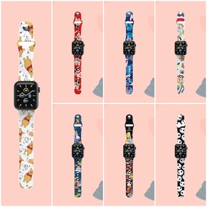 Cartoon Disney Apple Watch Silicone Pattern Straps Series 6 5 4 3 2 1 SE Sizes 38mm - 40mm 42mm - 44mm High Quality Design