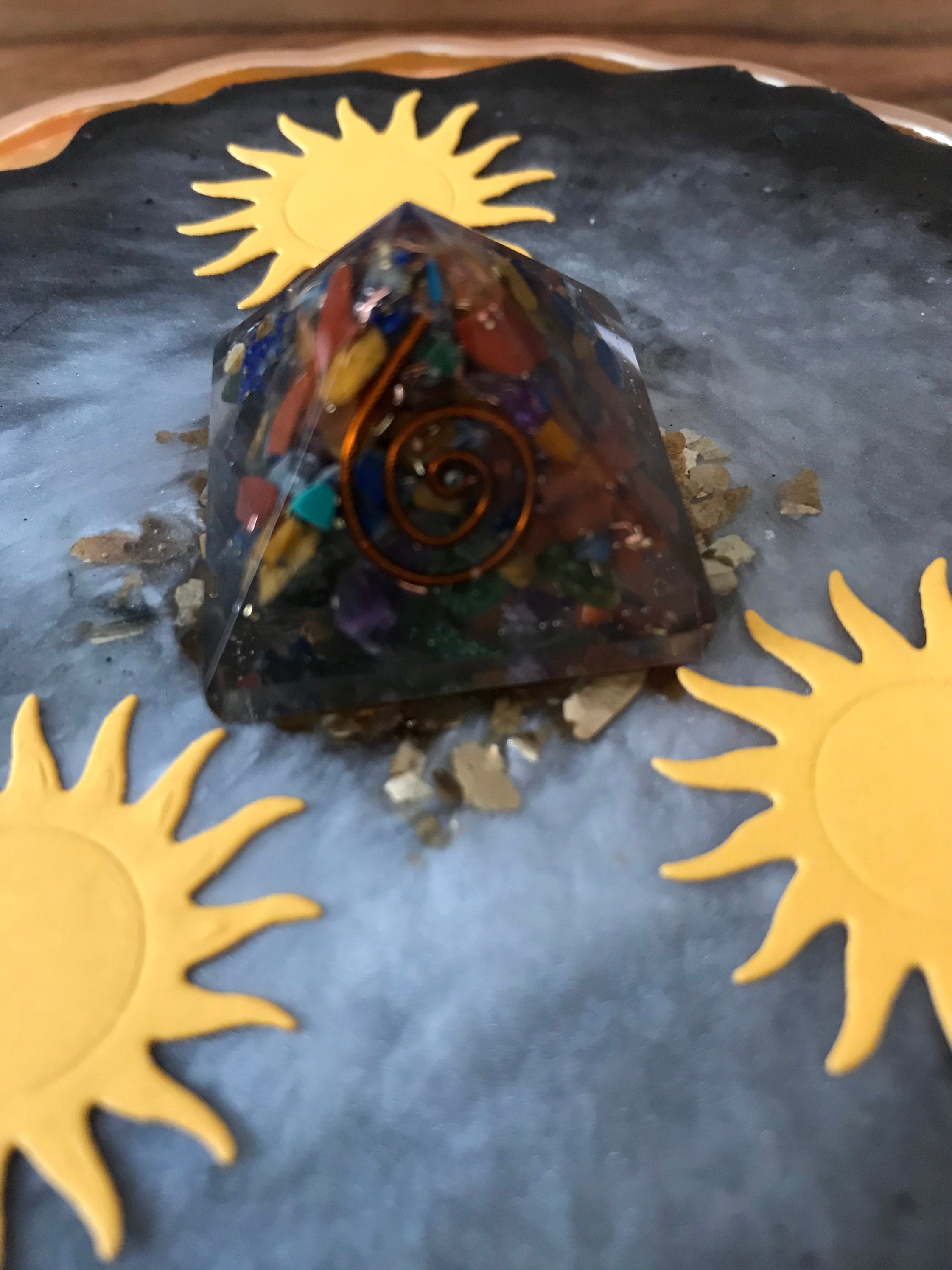 Orgonite pyramid 25mm gemchips & copper Etsy