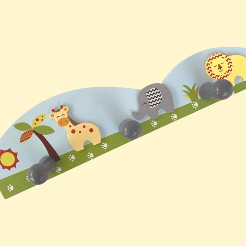 Tinkietoys Wooden SAFARI COAT RACK Hooks Pegs Wall Decor Kids Etsy