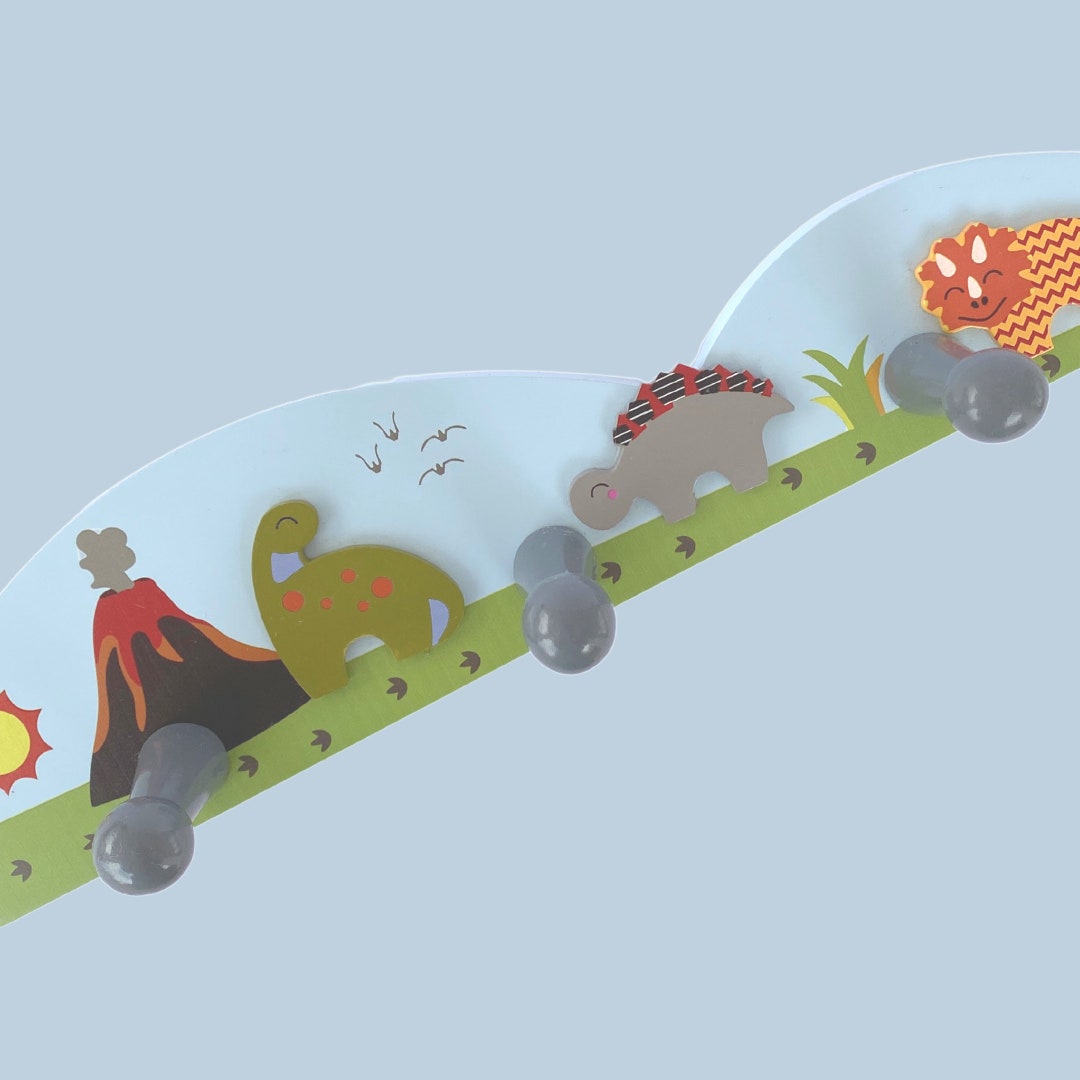 Tinkietoys Wooden DINOSAUR COAT RACK Hooks Pegs Wall Decor Kids Bedroom