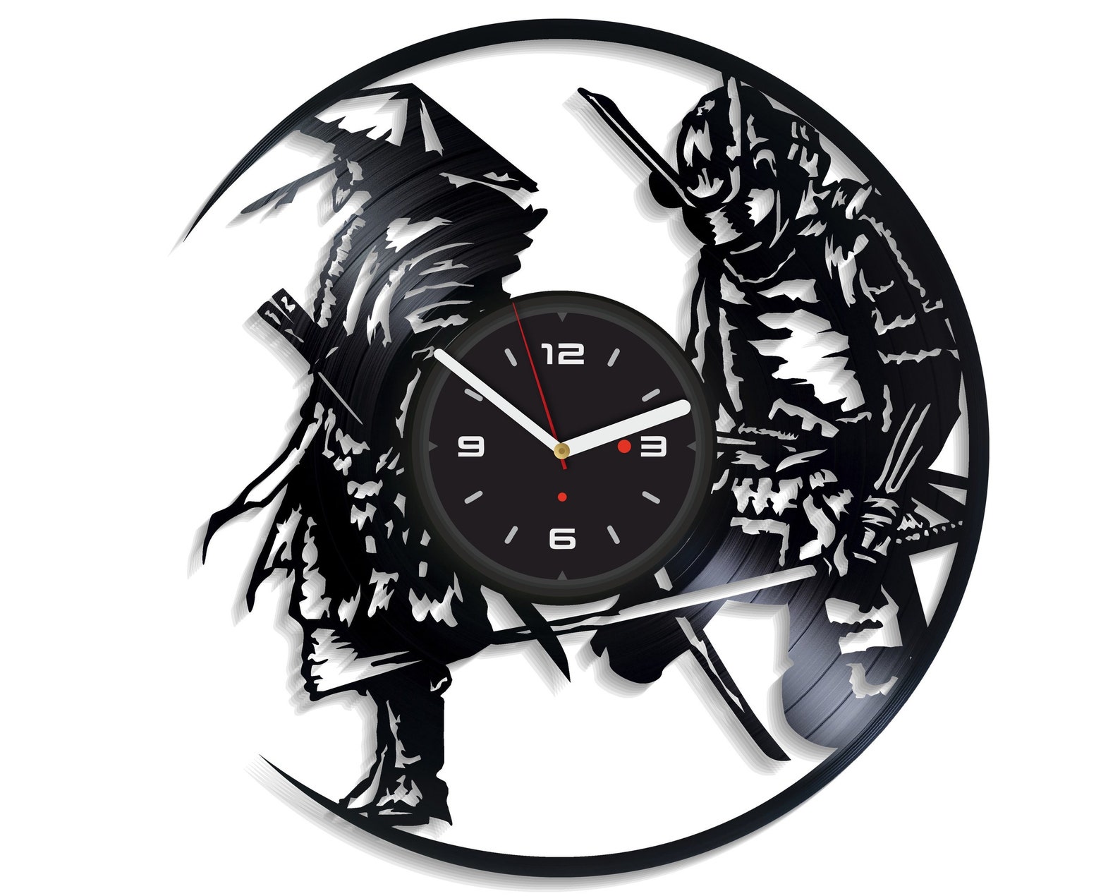 Vinil clock samurai wall clock vinyl art wall art Etsy