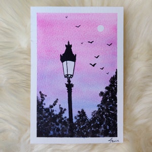 Notte romantica di Parigi - A6 Watercolor Card