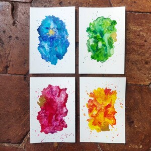 Punti dorati - Set di 4 carte Acquerello A6