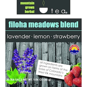 Filoha Meadows Blend (with Stevia Leaf) - 20 Pouches of Lavender-Lemon Balm-Strawberry Herbal Tea