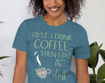 T-shirt café, chemise café mignonne, chemise pour amateurs de café, chemise café femme, chemise enseignante, t-shirt femme, cadeau femme, tee café drôle