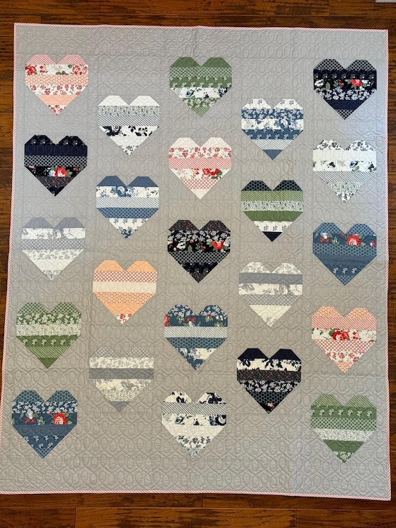 Quilt - You Have My Heart with Dwell Fabric (Finished Quilt)