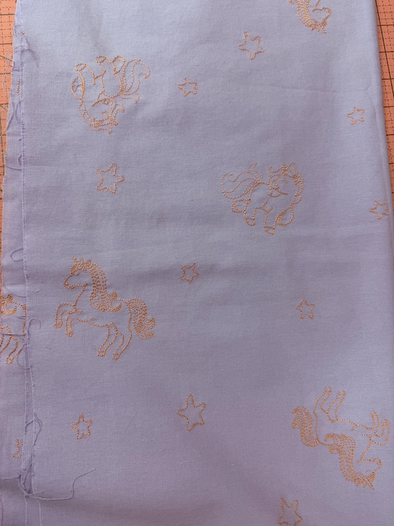 Unicorns - Embroidered Cotton Twill
