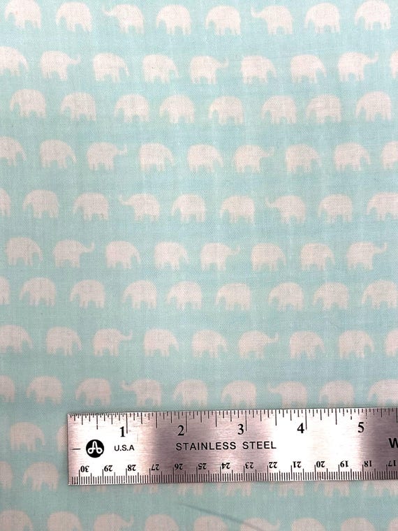 White Elephants on Aqua - Double Gauze