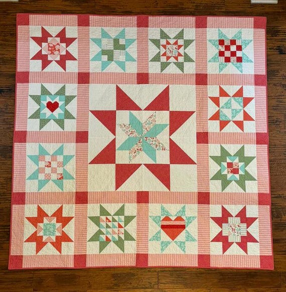 ADORE Quilt - with Lighthearted fabric line by Camille Roskelley from Moda Fabrics (Finished Quilt)
