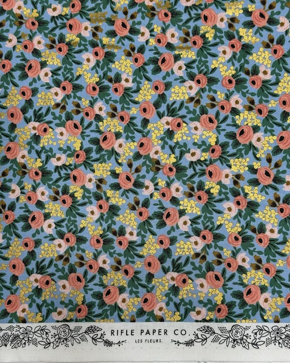 Les Fleurs from Rifle Paper Co. (Small Rosebud on Blue)