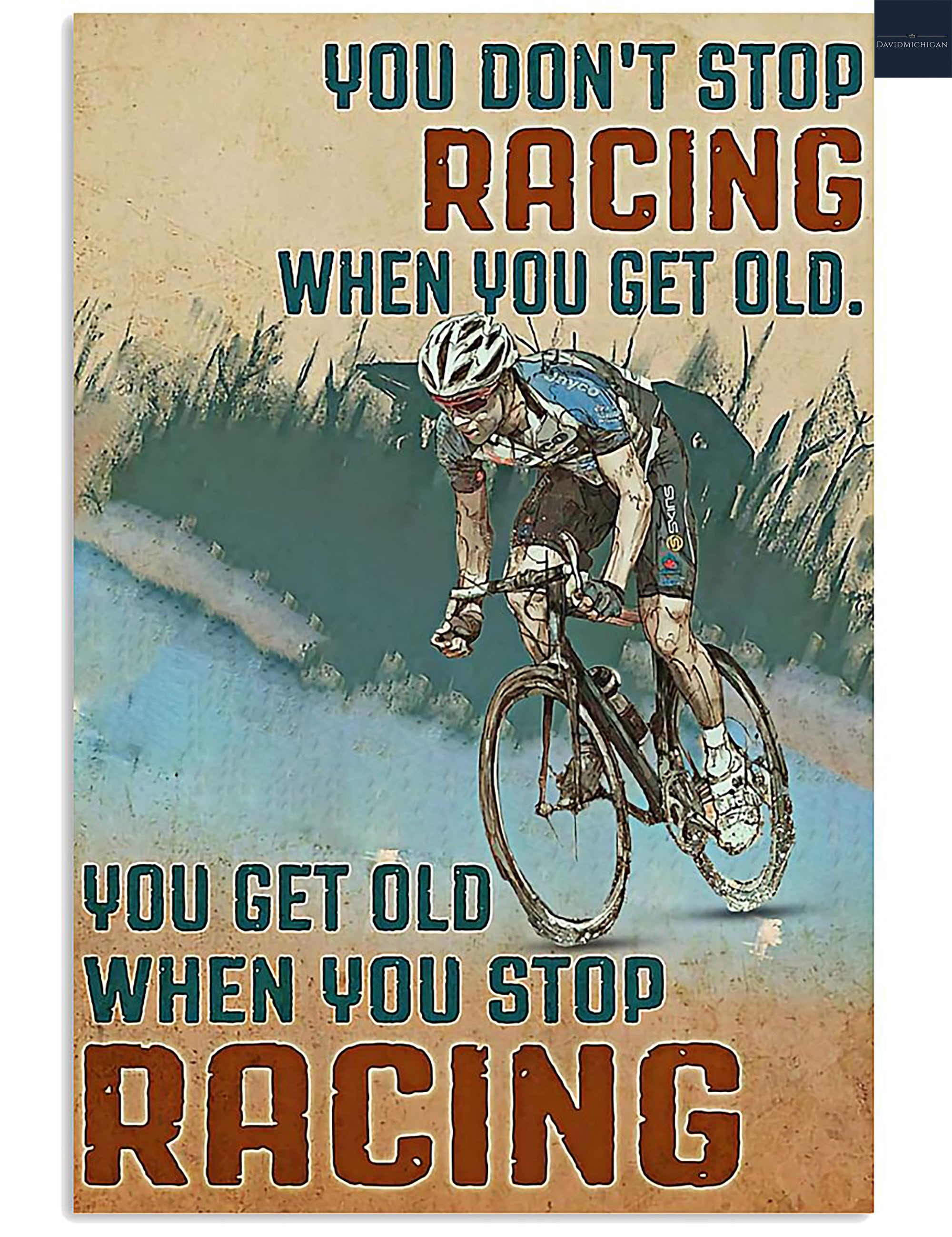 Poster For Racing Bicycle Poster You Don’t Stop Racing | Etsy