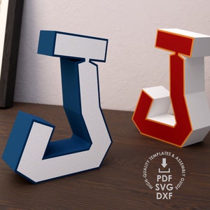 Plantilla de graffiti 3d letra J, haga su propia letra 3d de papel, letras de origami 3d, artesanía para cricut y silueta, artesanía de papel lowPolysm